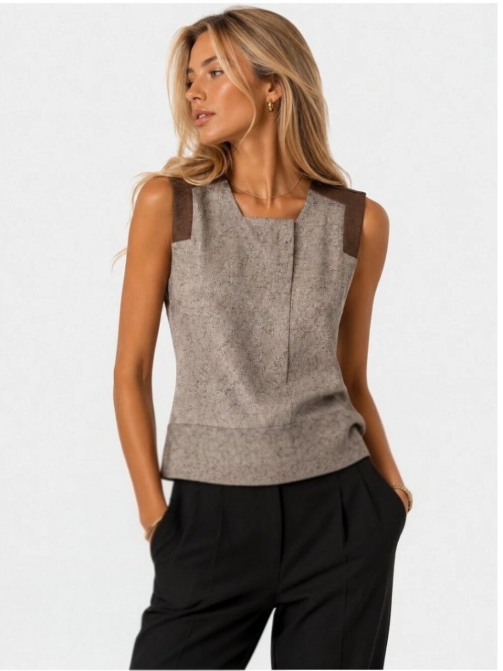 J Brand Silk Blend Silver Snakeskin Print Blouse with Leather Contrast Trim